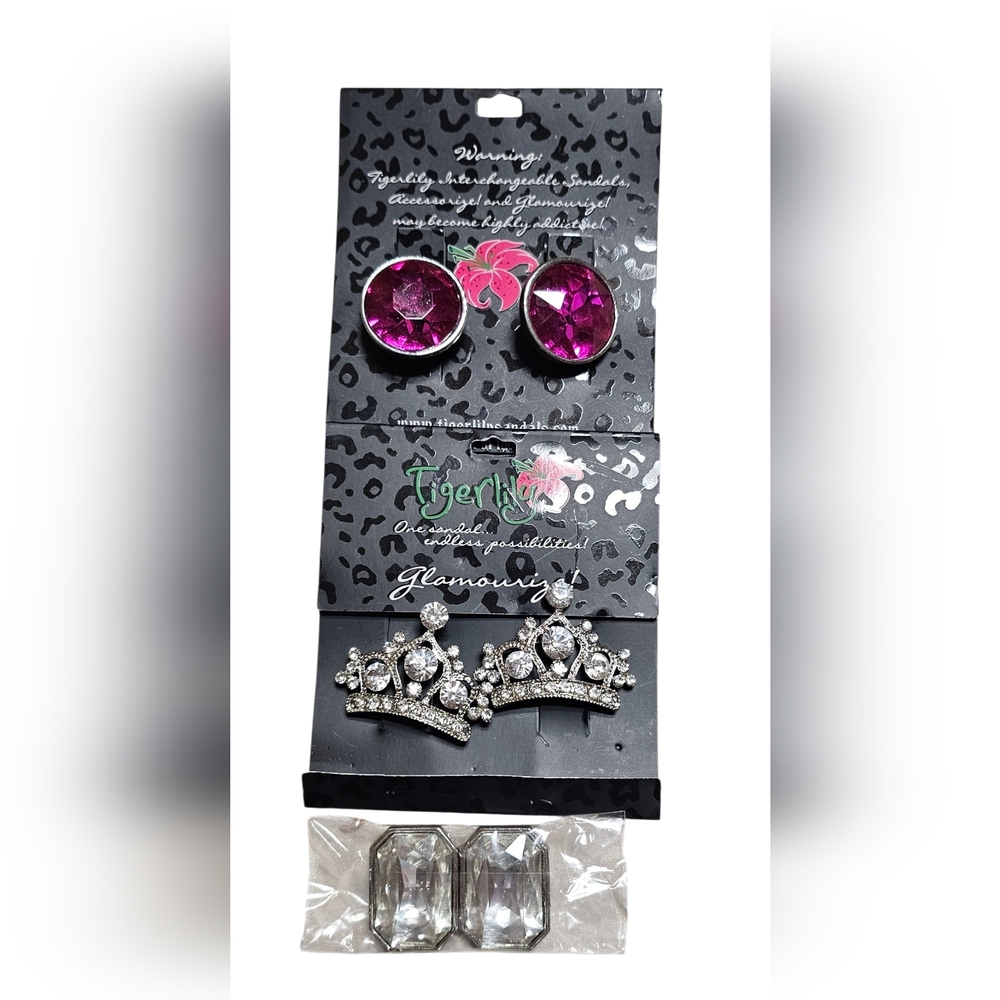 Tigerlily Bling Shoe Sandals Clips – Set of 3 Glam Accessories Interchangeable
